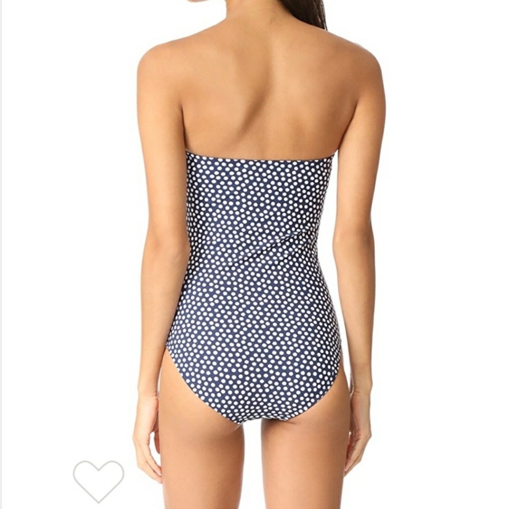 Tory Burch Navy Polka Dot Swimsuit Strapless - Picture 2 of 8